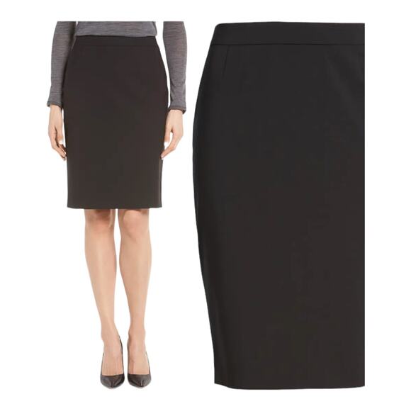 BOSS Hugo Boss skirt Vilea tropical stretch wool pencil black size 4 - Picture 1 of 6